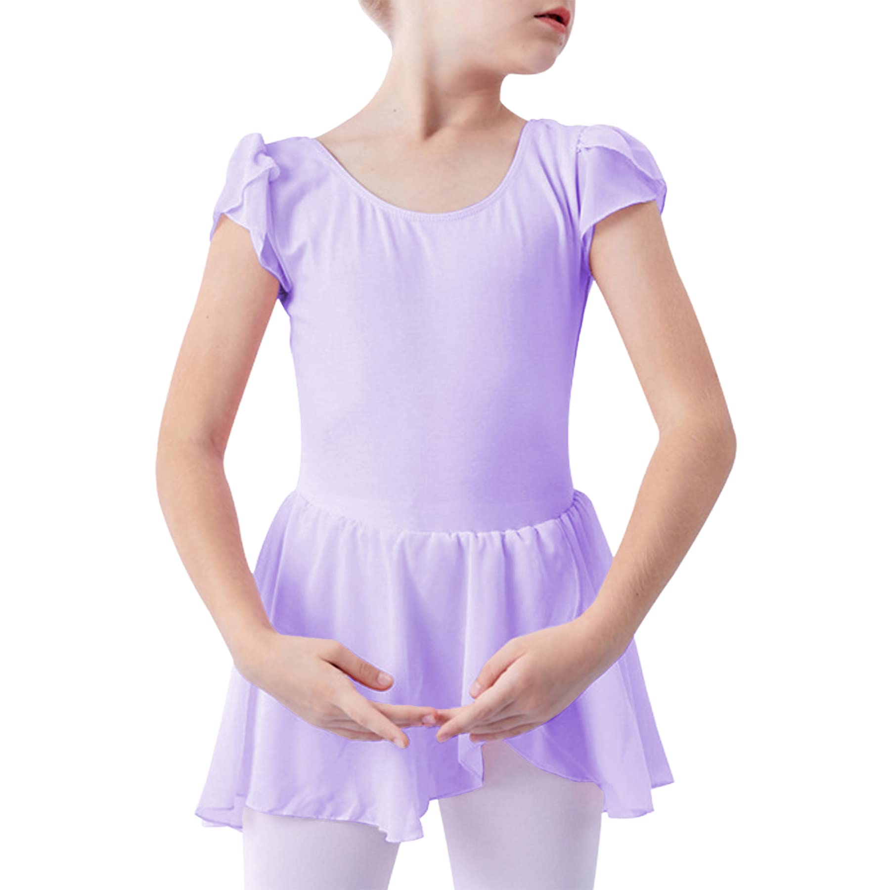 Zando Girls Ballet Leotard with Tulle Skirt - Short Sleeve Gymnastics Leotard for Toddlers - Dance Outfit for Ballet, Gymnastics & Recital Performance