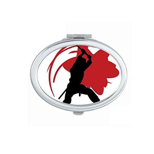 DIYthinker Japanese Bushido Samurai Sakura Outline Mirror - Portable Folding Double-Sided Makeup Mirror with Stand (Perfect for Travel, Home Vanity & Professional Makeup Artists)