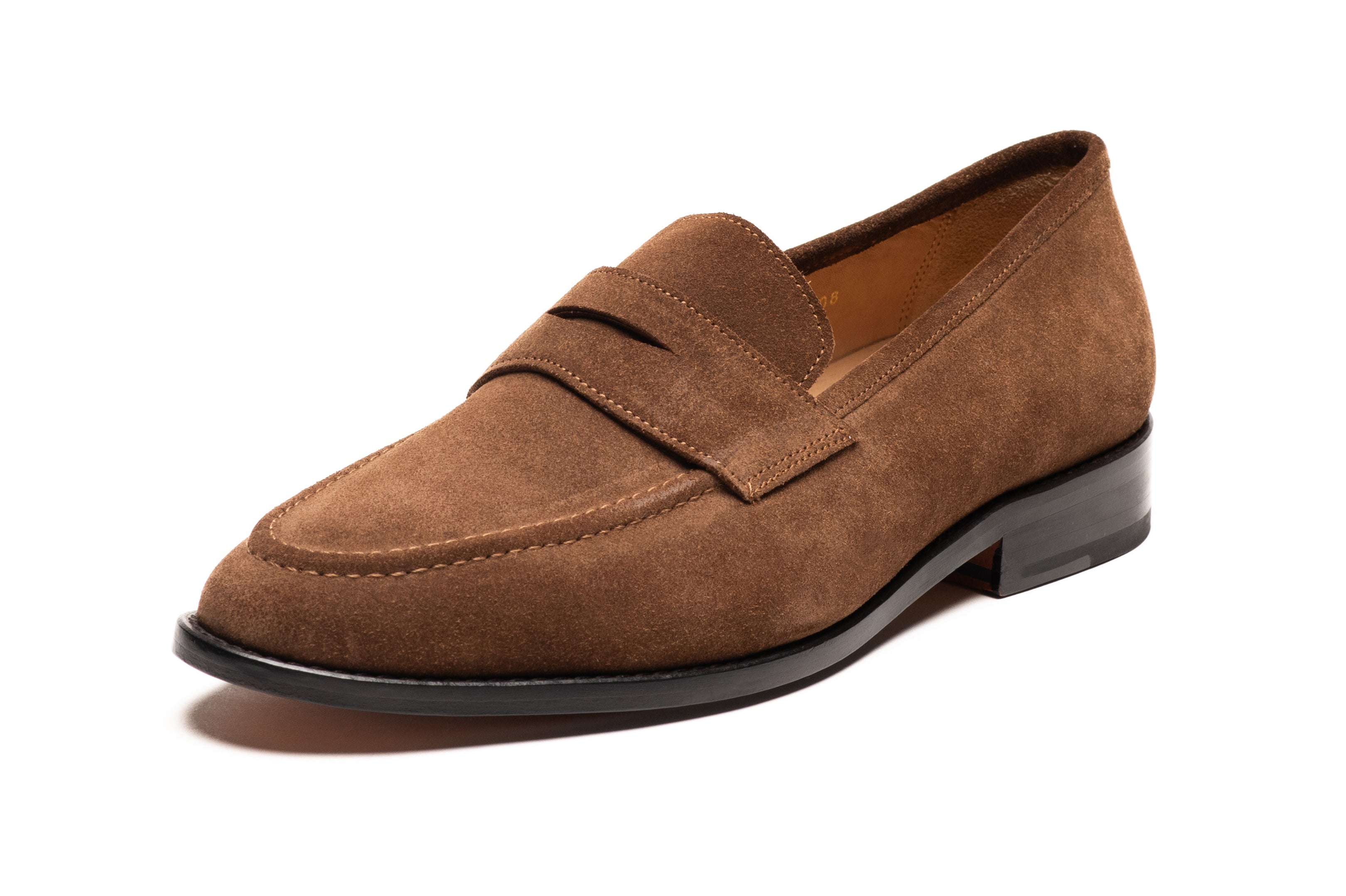 Premium Cognac Suede Penny Loafers for Men - Classic Comfortable Slip-On Dress Shoes for Business, Casual & Office Wear