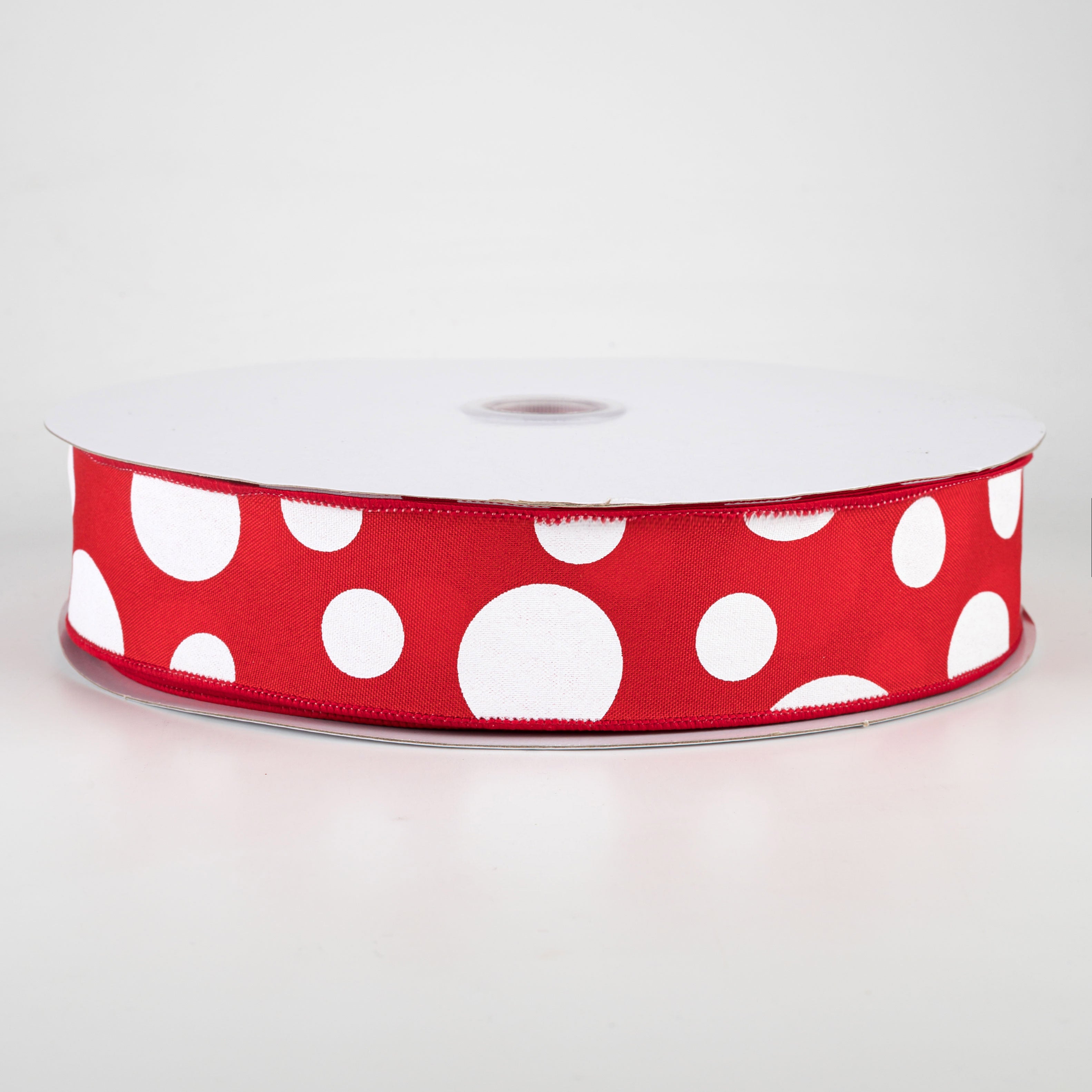 1.5 Inch Giant Three Size Polka Dot Ribbon - Red and White Decorative Ribbon (50 Yards) for Gift Wrapping, Crafts, and Party Decorations