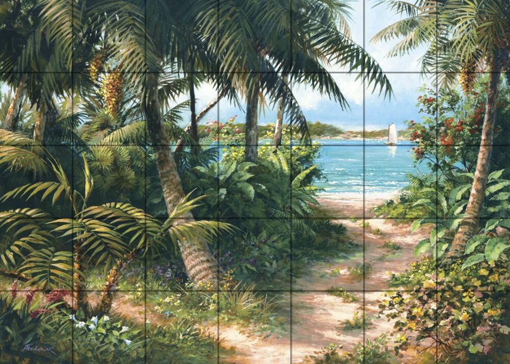 Bahama Sail Tile Mural Kitchen Backsplash - Waterproof Peel & Stick Wall Art by Art Fronckowiak - Perfect for Home Kitchen Renovation & DIY Decor