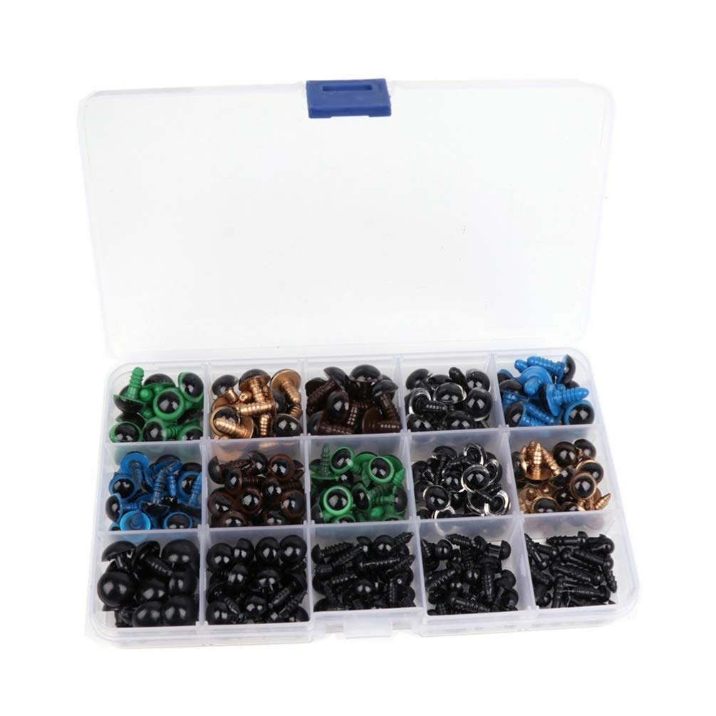 264pcs Black Plastic Safety Eyes for Doll Making - Animal & Stuffed Toy Craft Supplies - Perfect for DIY Amigurumi, Plush Toys, and Handmade Dolls