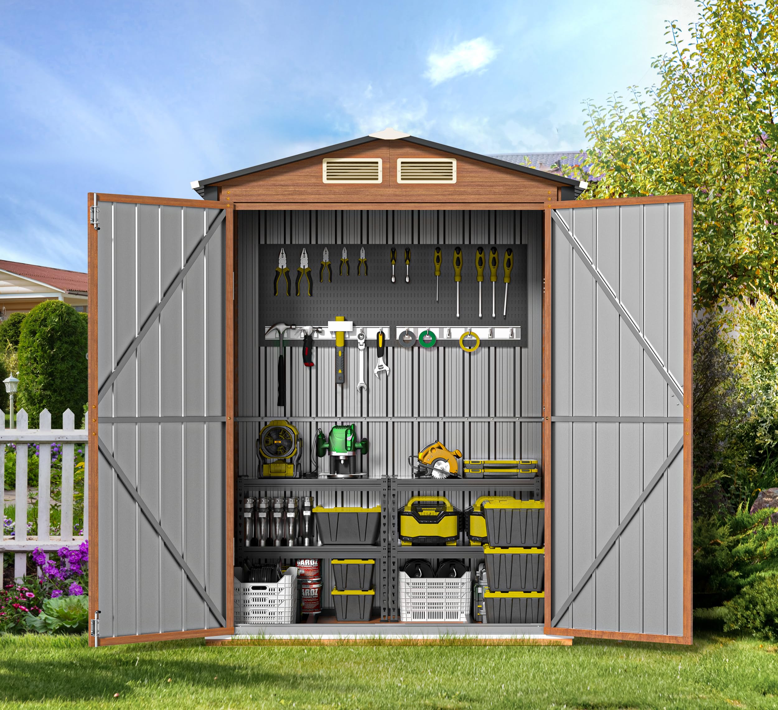 5x3 Ft Outdoor Metal Storage Shed with Lockable Door & Frame Floor - Durable Steel Garden Shed for Backyard, Lawn, Patio | Perfect for Tool Storage, Yard Equipment & Seasonal Decor Organization