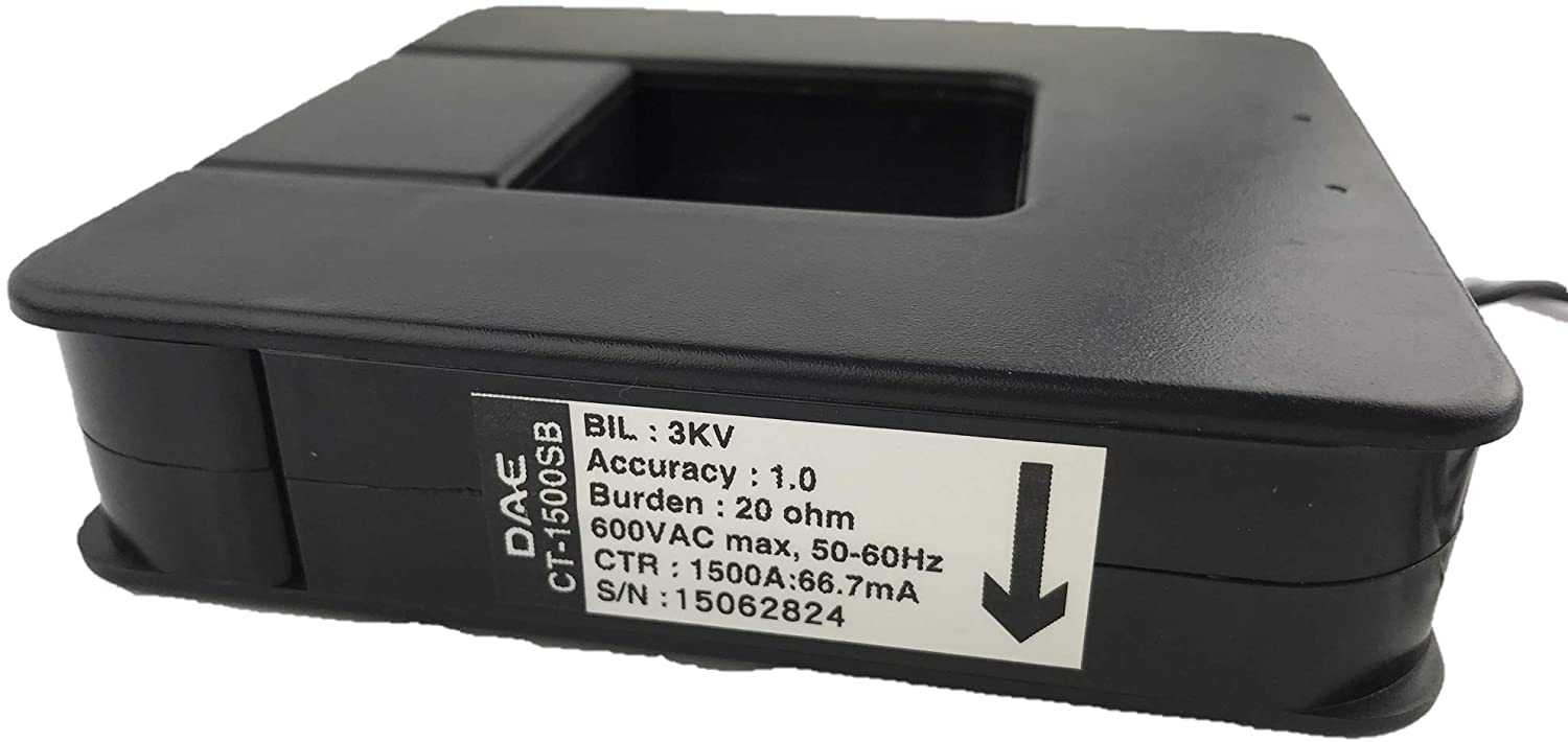 DAE CT-1500SB Split Core Current Transformer (1500A:66.7mA) with 2x2 Inch Inner Dimension - Perfect for Energy Monitoring, Solar Power Systems & Industrial Electrical Measurements