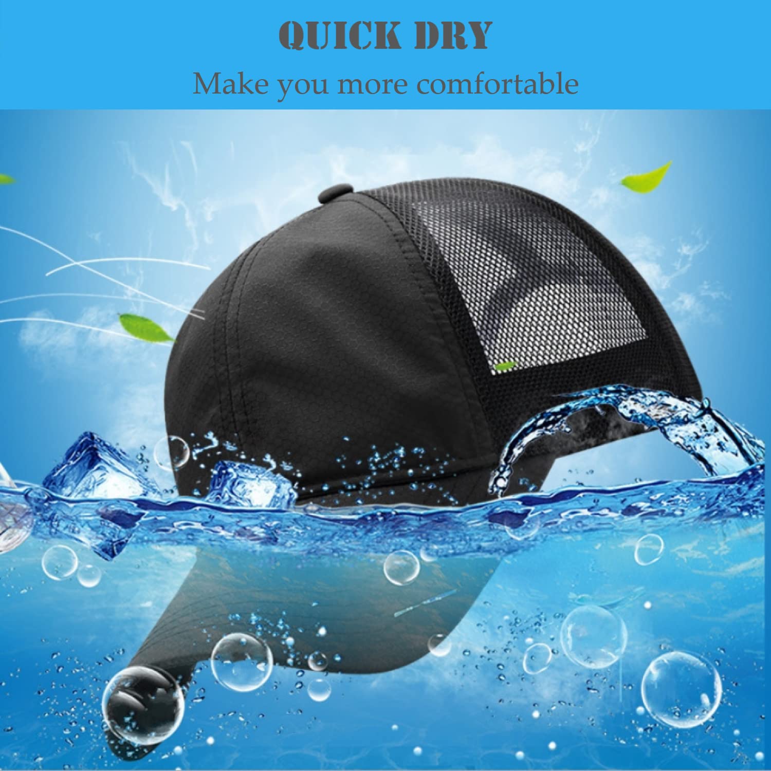 Quick Dry Athletic Baseball Cap - UPF 50+ Waterproof Workout Hat for Men & Women | Running, Hiking, Golf, Fishing & Outdoor Sports | Lightweight Breathable Performance Hat