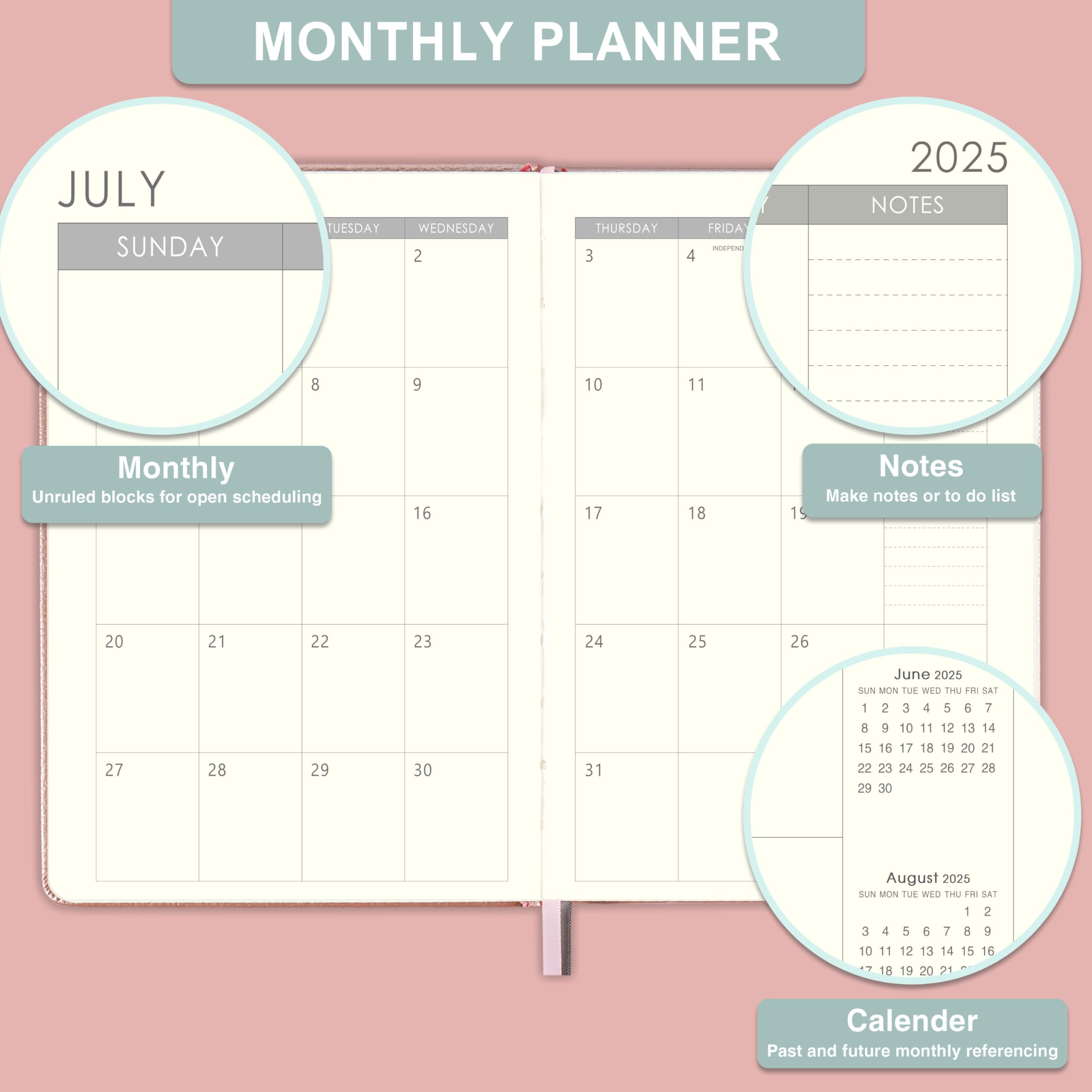 2025-2026 Weekly & Monthly Planner with Stickers - 5.7
