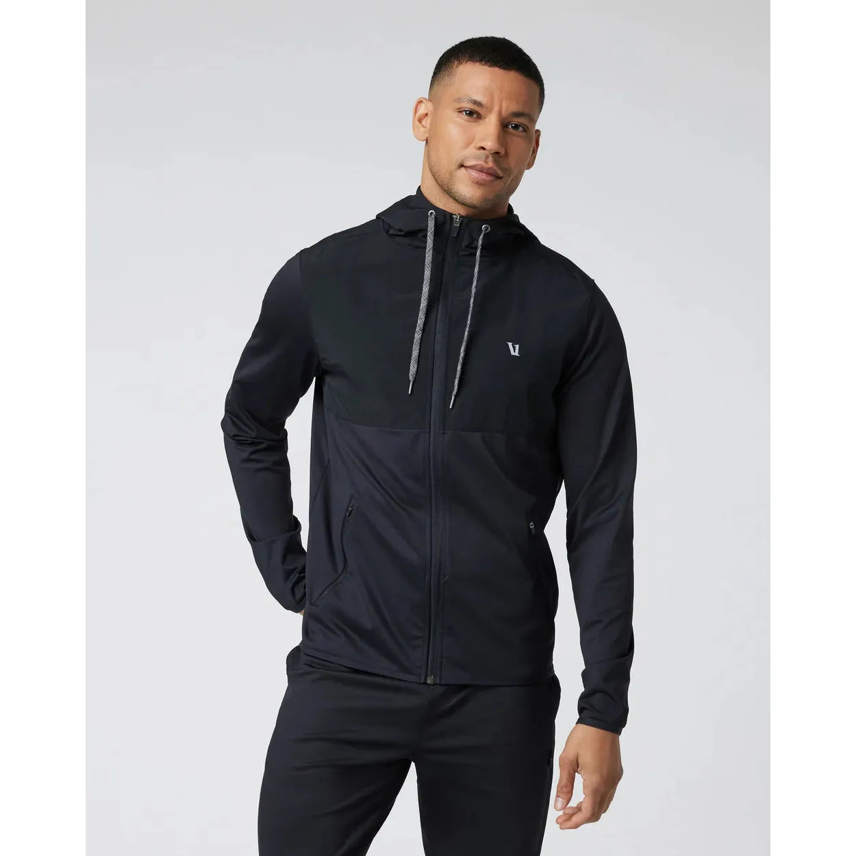 Vuori Men's Sunday Element Jacket - Lightweight Water-Resistant Outdoor Jacket for Hiking, Running & Travel (Black)