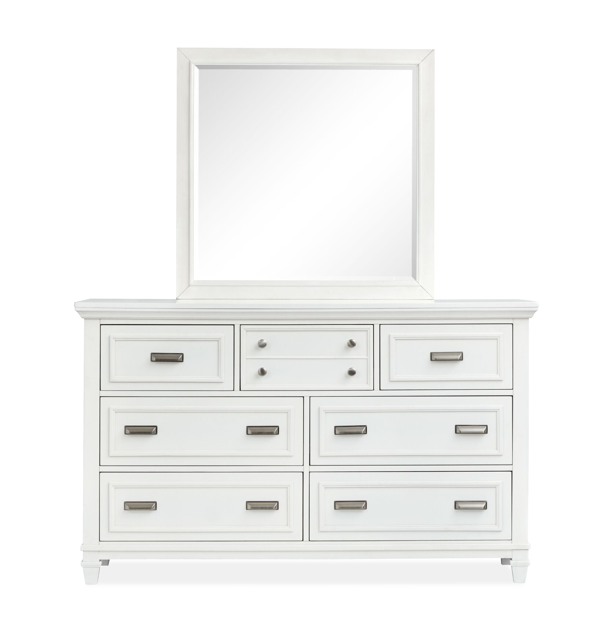 Charleston Mirror - Elegant Dove White Wall Mirror for Living Room, Bedroom & Entryway Decor | Home & Office Interior Design