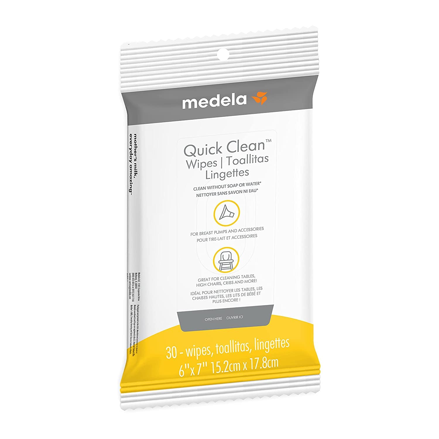 Medela Quick Clean Breast Pump and Accessory Wipes - 72 Count (3 Packs of 24) | Portable Hygienic Cleaning Wipes for Breast Pump Parts, High Chairs, Tables, Cribs & Countertops | Safe, Convenient Disposable Wipes for Busy Moms & On-the-Go Cleaning