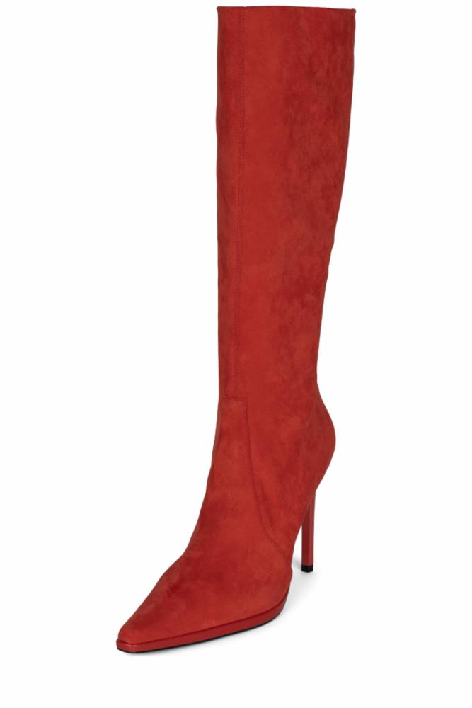 Jeffrey Campbell Women's Charybdis Red M Platform Boots - Stylish & Comfortable for Night Out, Party & Fall Fashion