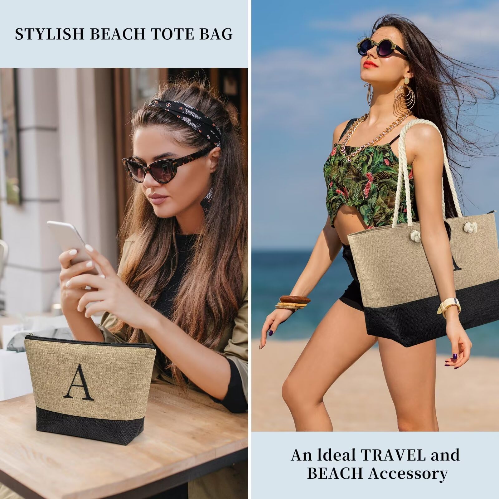 TOPEAST Christmas Gifts for Women - Beach Travel Bag with Makeup Pouch | Perfect for Mom & Friends Birthday
