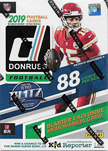 2019 Panini Donruss NFL Football Blaster Box - 88 Trading Cards + 1 Exclusive Memorabilia Card - Perfect for Collectors, Fantasy Football Fans & Game Day Decor
