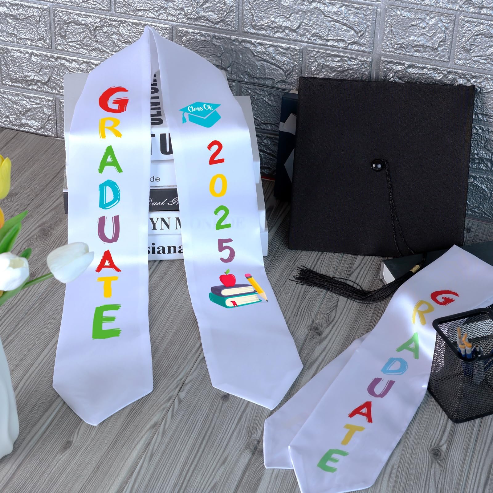 Preschool Graduation Stole 2025 - 2 Pcs Printed Sash for Kindergarten Kids, Unisex Graduation Gifts for Ceremonies & Photos