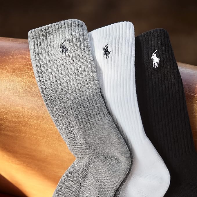POLO RALPH LAUREN Men's Athletic Performance Tech Low Cut Socks - 3 Pack Moisture Wicking Breathable Mesh Socks for Running, Gym & Everyday Wear