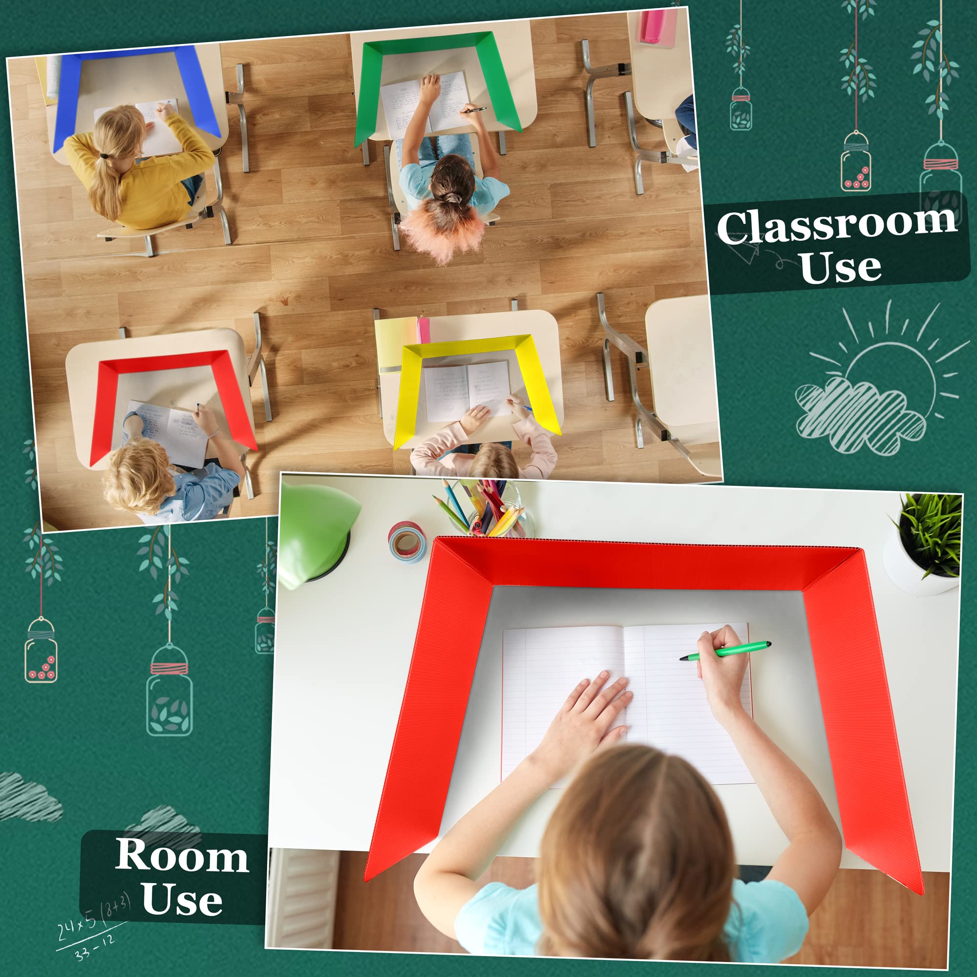 Colorful Student Privacy Folders for Desks - 24 Pack Classroom Dividers for Study & Focus