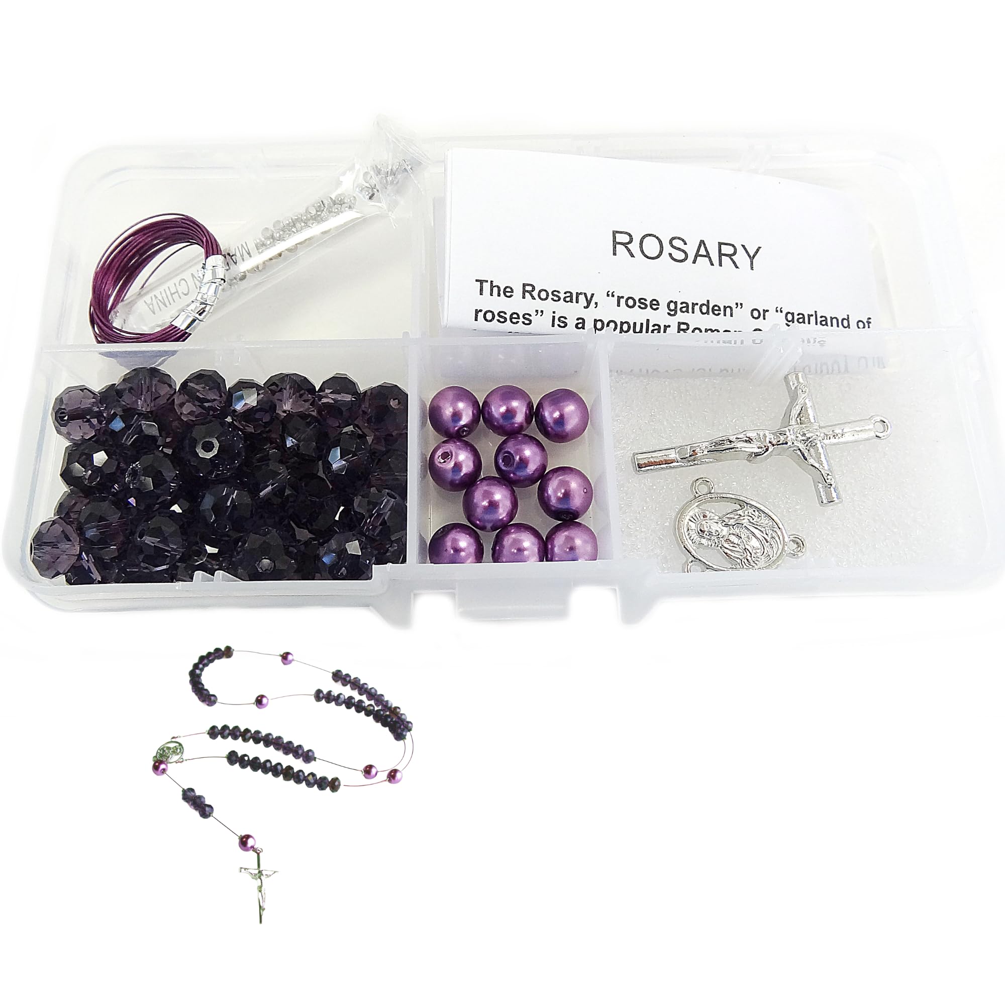 Linpeng Rosary Making Kit - Purple Catholic Prayer Beads, DIY Jewelry Supplies for Crafters, Perfect Gift for Beaders & Religious Devotion, Home Prayer & Meditation Accessories