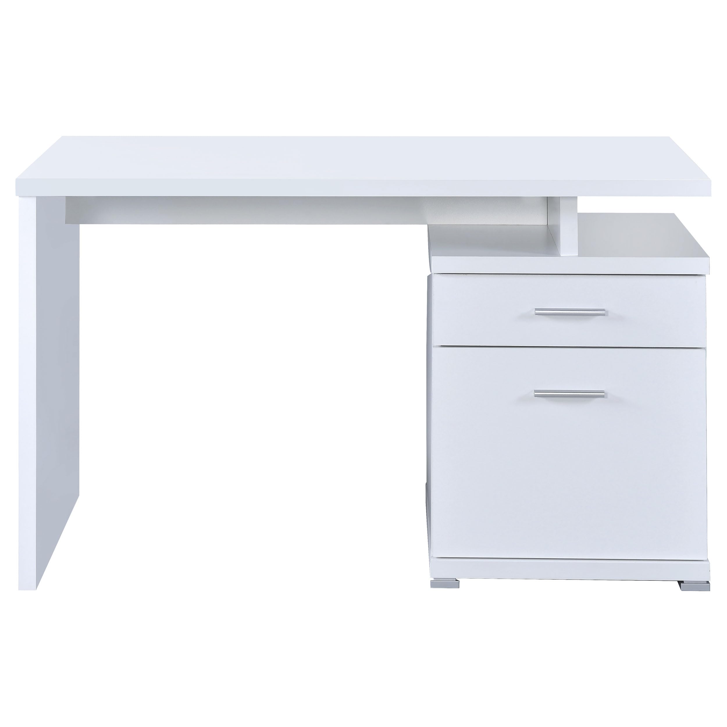 White Coaster Furniture Office Desk with Cabinet - Modern Home & Office Workstation for Study, Work, and Storage