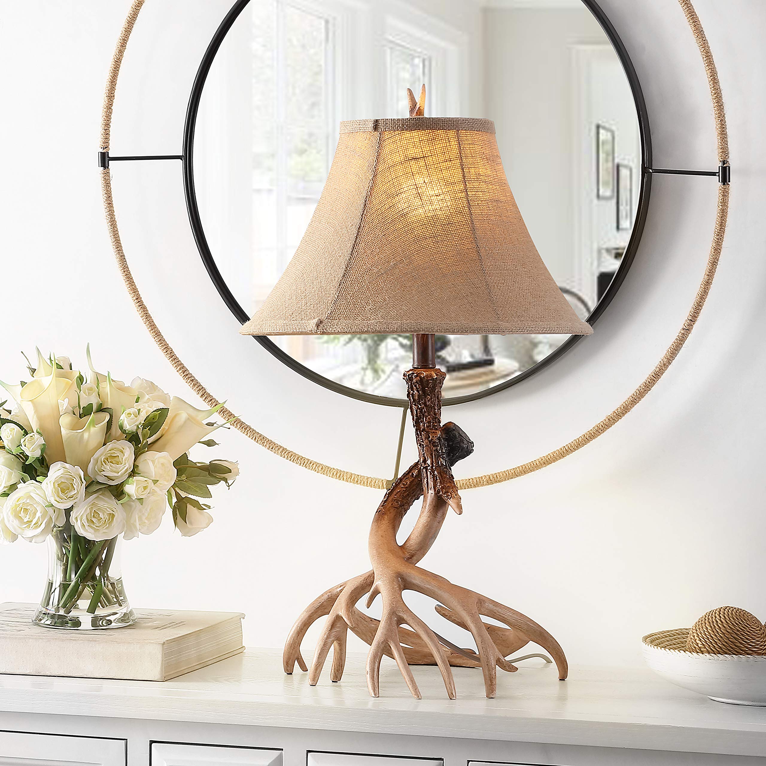 SAFAVIEH Sundance Rustic Farmhouse Brown Antler Table Lamp Set of 2 - 26
