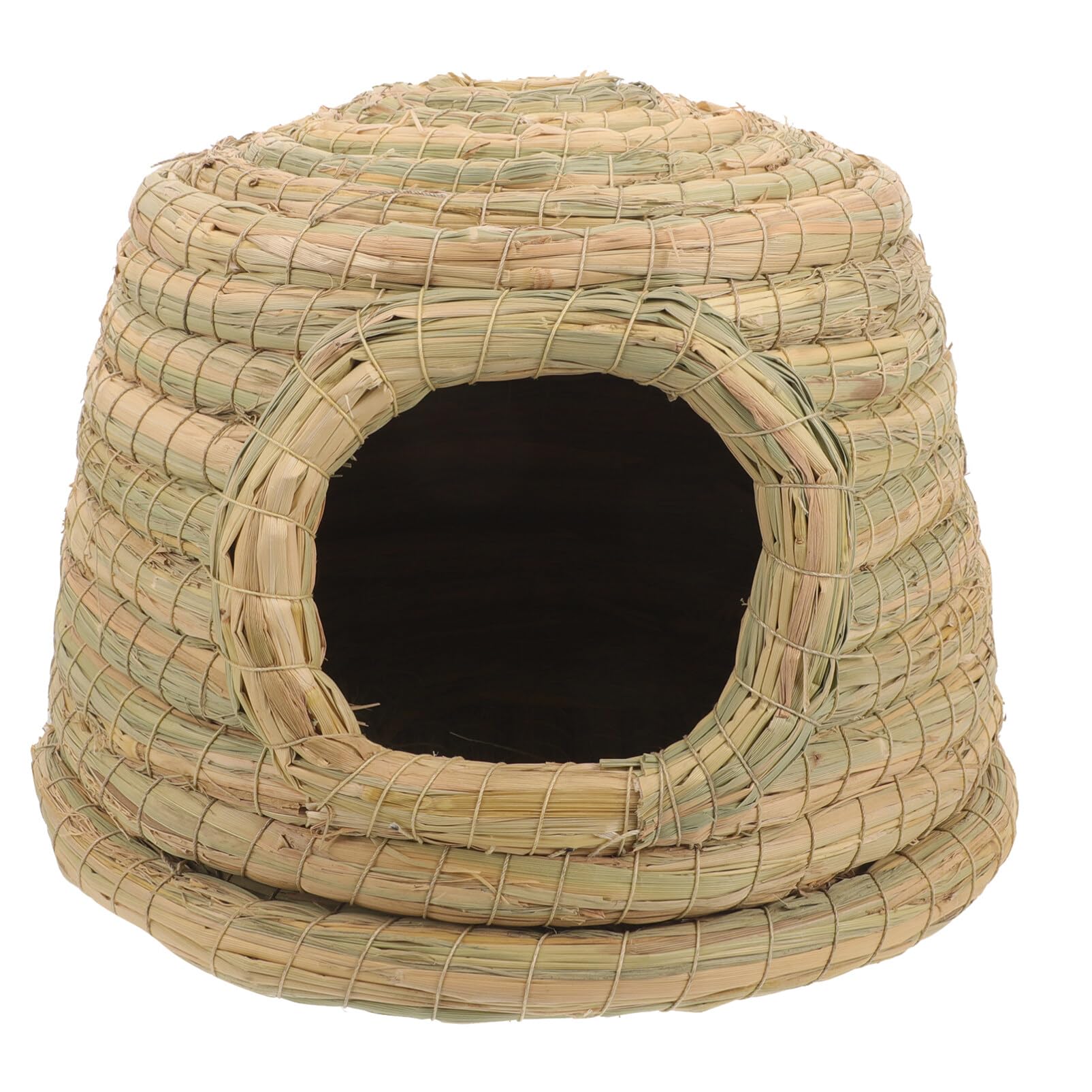 POPETPOP Natural Woven Grass Rabbit House - Cozy Hideout for Bunnies, Guinea Pigs, Chinchillas & Hamsters (9.82