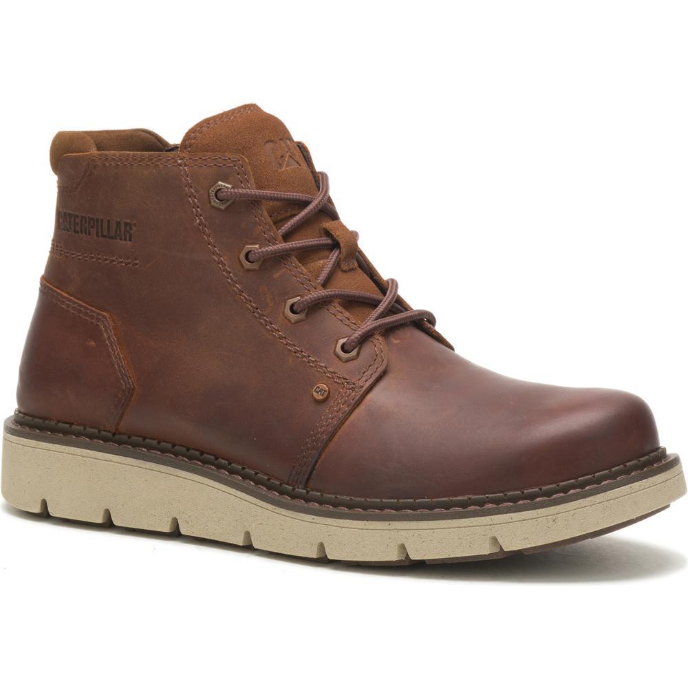 Waterproof Soft Toe Mid Boots for Men - Genuine Leather Brown Work Boots - Ideal for Construction, Hiking & Outdoor Activities