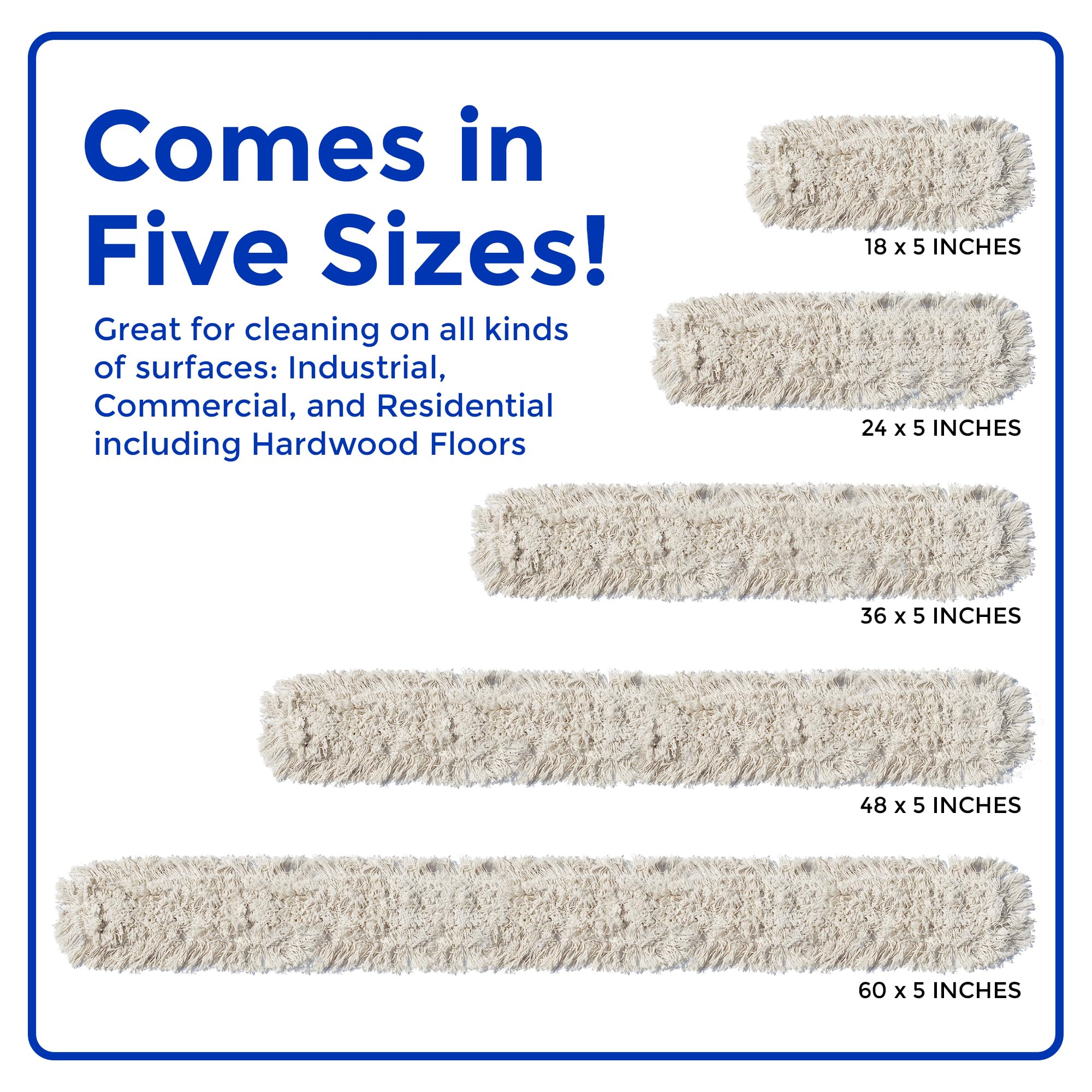 Nine Forty Industrial-Grade 18x5 Cotton Dust Mop Head Refills - Heavy-Duty Replacement for Home, Gym, Commercial & Industrial Cleaning - 1 Pack - Ideal for Janitorial, Housekeeping & Floor Maintenance