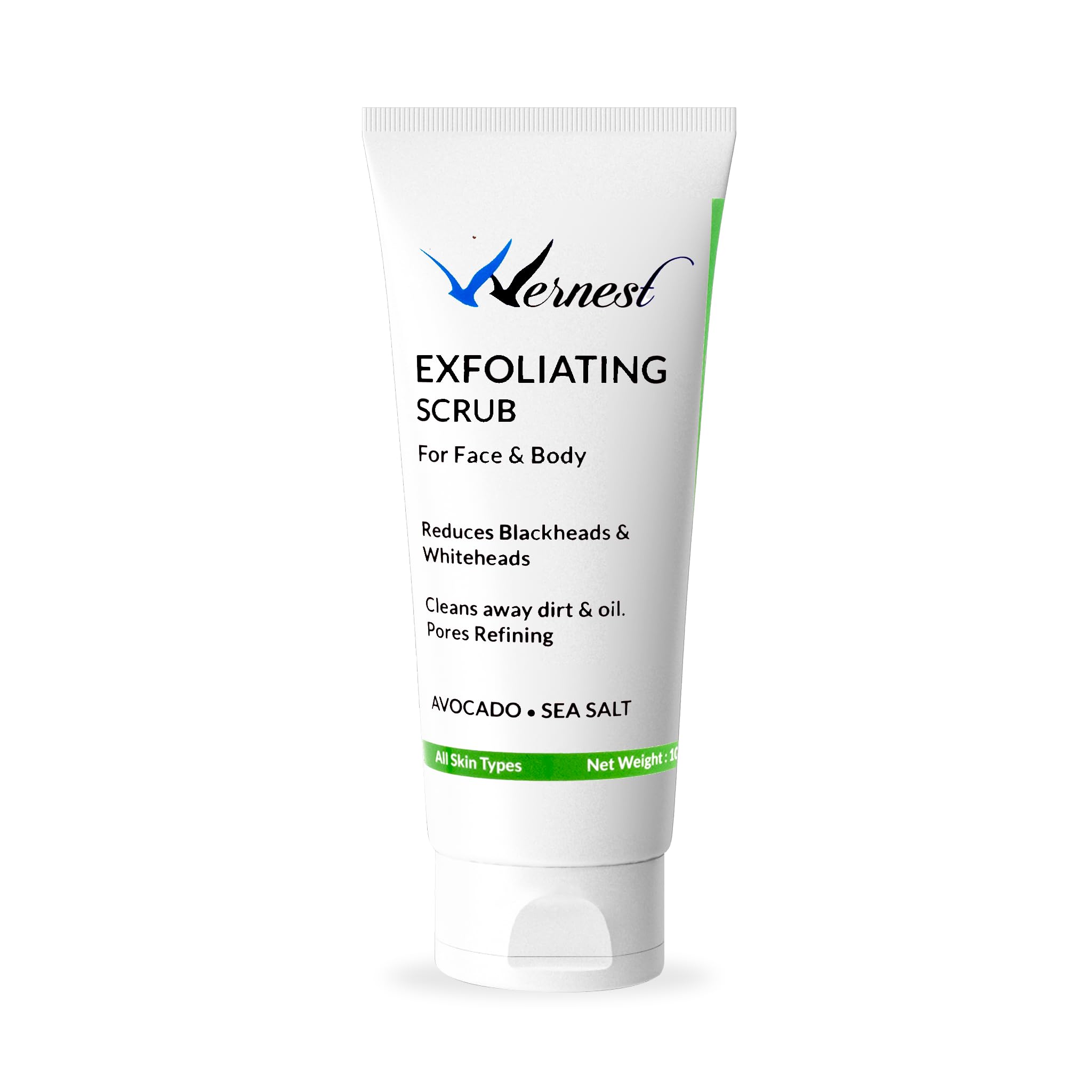 Wernest Avocado Deep Exfoliating Face Scrub - Anti-Acne, Blackhead & Whitehead Remover, Skin Polishing & Nourishing Treatment for Improved Elasticity (100g) | Perfect for Daily Skincare Routine & Acne-Prone Skin