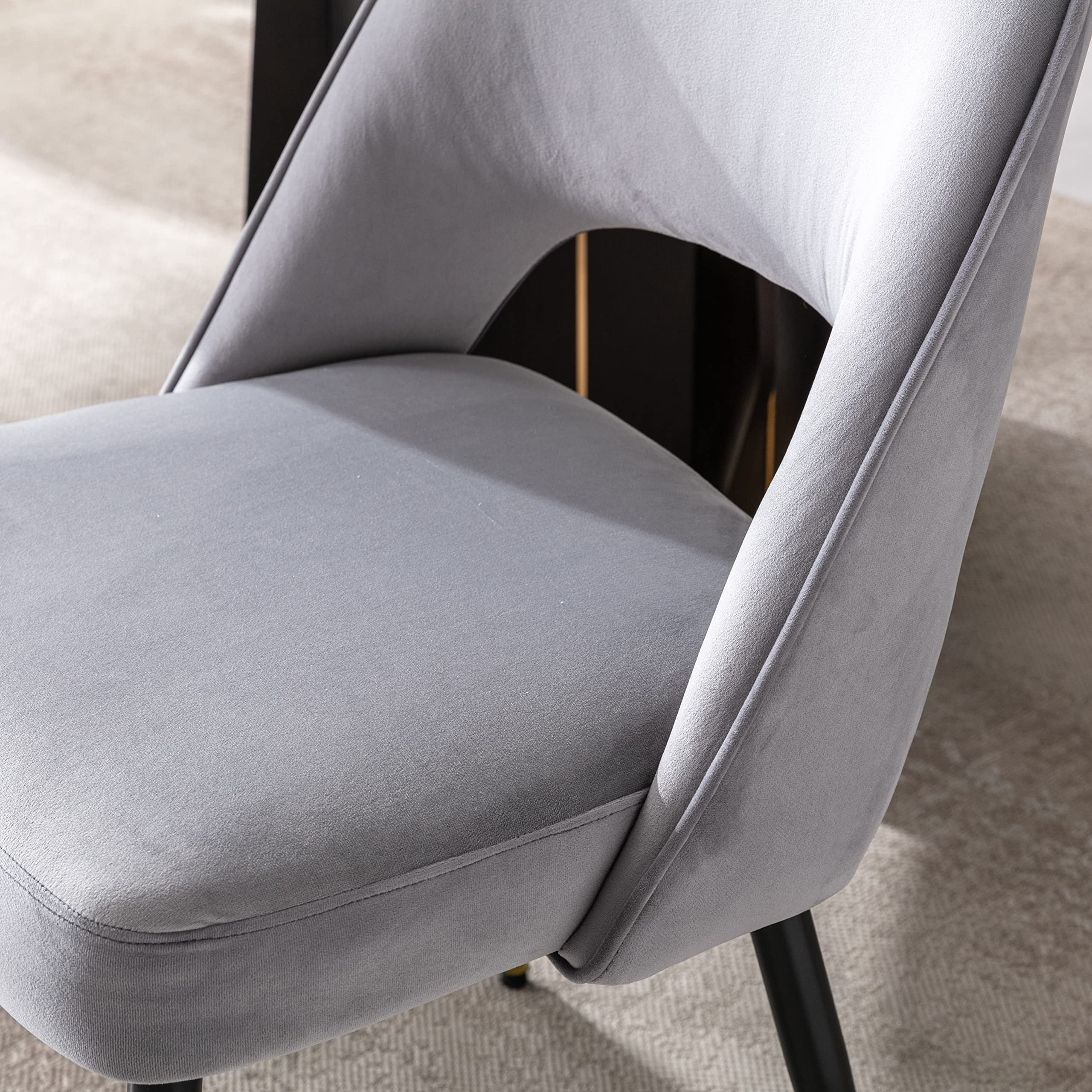 DUOMAY Modern Dining Chair Set of 4 - Velvet Upholstered Open Back Armless Chairs with Sturdy Metal Frame for Kitchen, Dining Room & Living Room - Elegant Grey Home Decor | Perfect for Small Spaces & Contemporary Interior Design