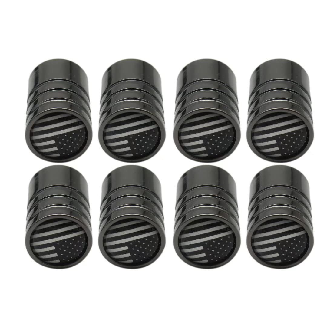 8 Pcs American Flag Tire Valve Stem Covers - Patriotic Wheel Air Valve Caps for Cars, Trucks & SUVs - Durable Metal Car Accessories for 4th of July, Memorial Day & Everyday Pride