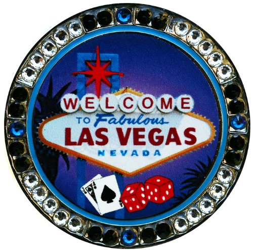 Las Vegas Golf Ball Marker with Crystals & Hat Clip - Perfect for Golf Gifts & Tournaments