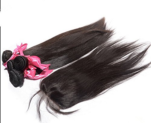 8A Brazilian Virgin Hair Bundles with Lace Closure - 3 Bundles (28