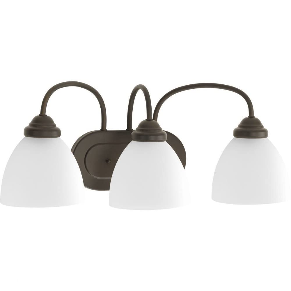 Progress Lighting P2919-20 3-Light Bathroom Vanity Light Fixture in Antique Bronze - Perfect for Modern Bathrooms & Powder Rooms