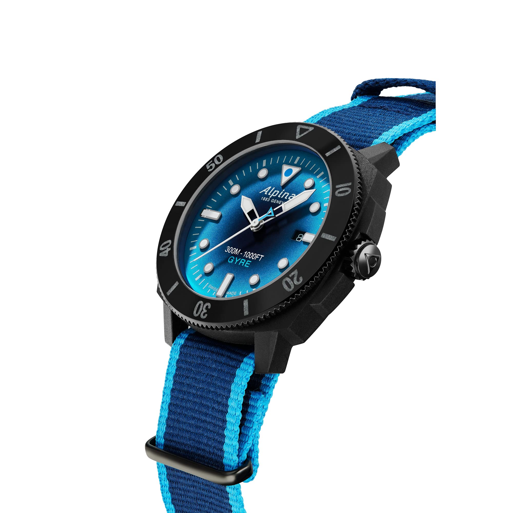 Alpina Seastrong Diver Gyre Limited Edition Swiss Automatic Watch - Recycled RPET Case & Strap, 3-Hand Date, Sapphire Crystal, Luminous Markers, 38-Hour Power Reserve - Perfect for Diving, Water Sports & Everyday Wear