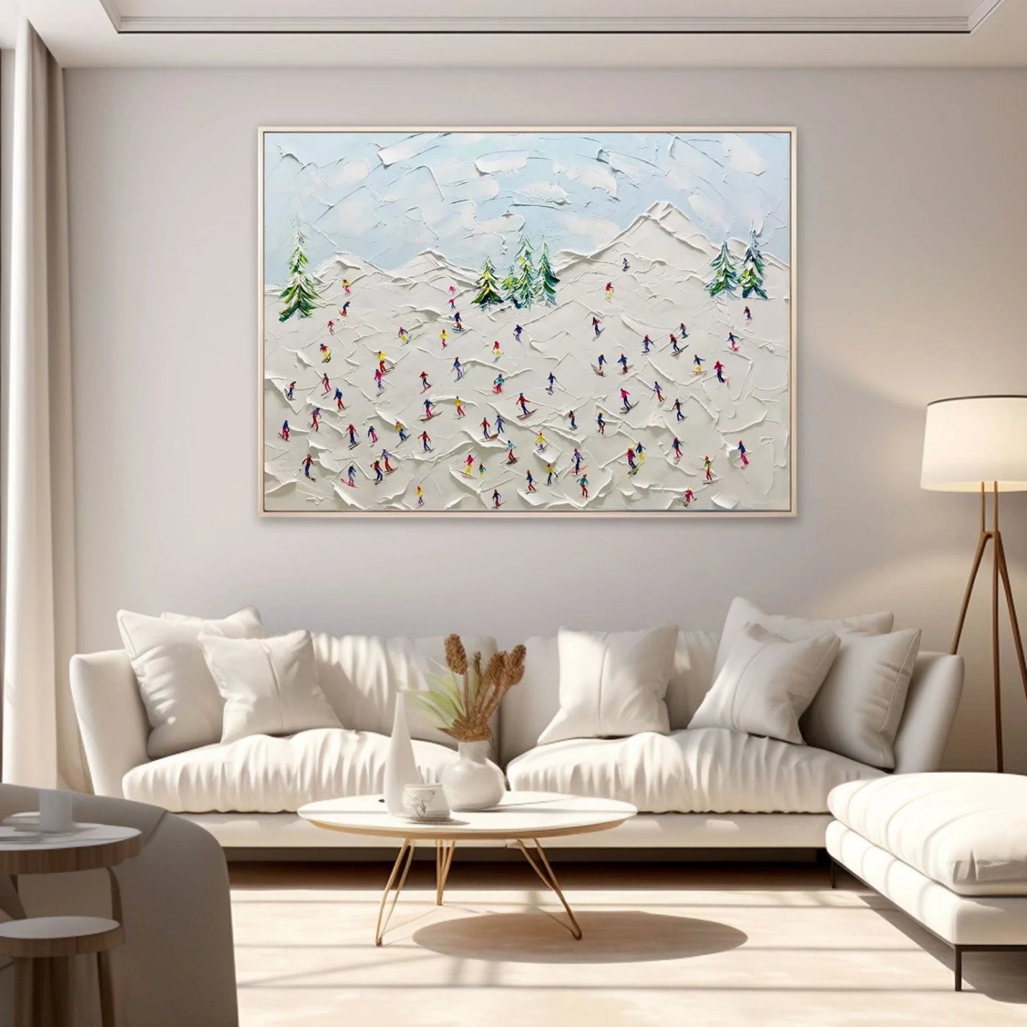 Premium Skiing Sport Art Textured Painting Canvas Wall Decor - SP053 | Perfect for Living Room, Bedroom & Office Decor