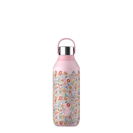 Chilly's 500ml Series 2 Reusable Water Bottle - Liberty Summer Sprigs Blush Pink | Leakproof Stainless Steel Insulated Bottle for Hot & Cold Drinks | Perfect for Gym, Hiking, Office & Travel
