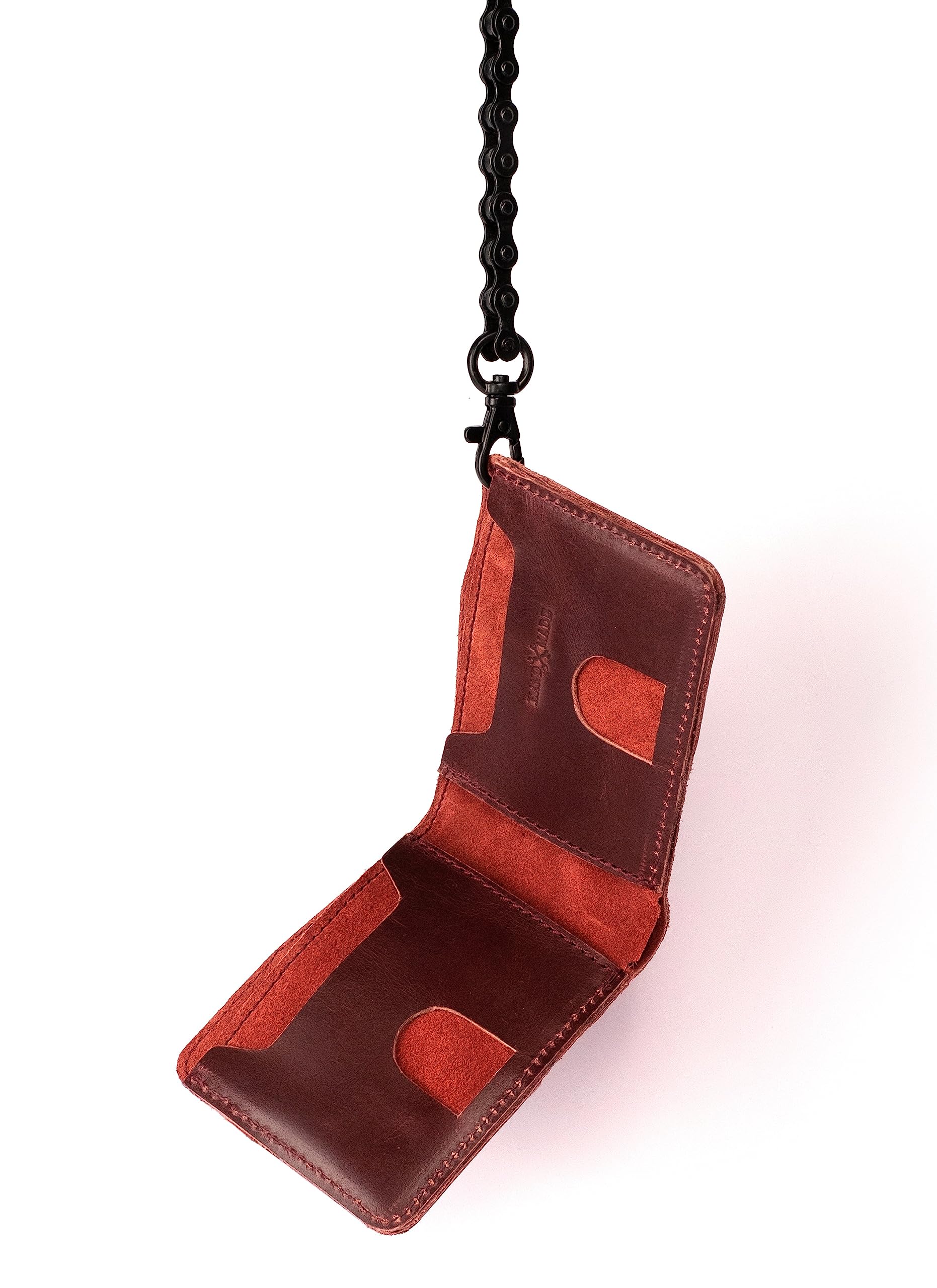 Genuine Leather Chain Wallet for Men by Trip Machine Company - Rodeo Motorcycle Biker Wallet (Cherry Red) | Perfect for Motorcycle Riders, Bikers & Everyday Use