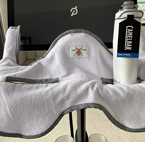 Original Peloton® Bike Towel with Camelbak Peak Fitness Water Bottle - Sweat Absorbing Workout Accessories for Indoor Cycling, Gym & Home Fitness Training