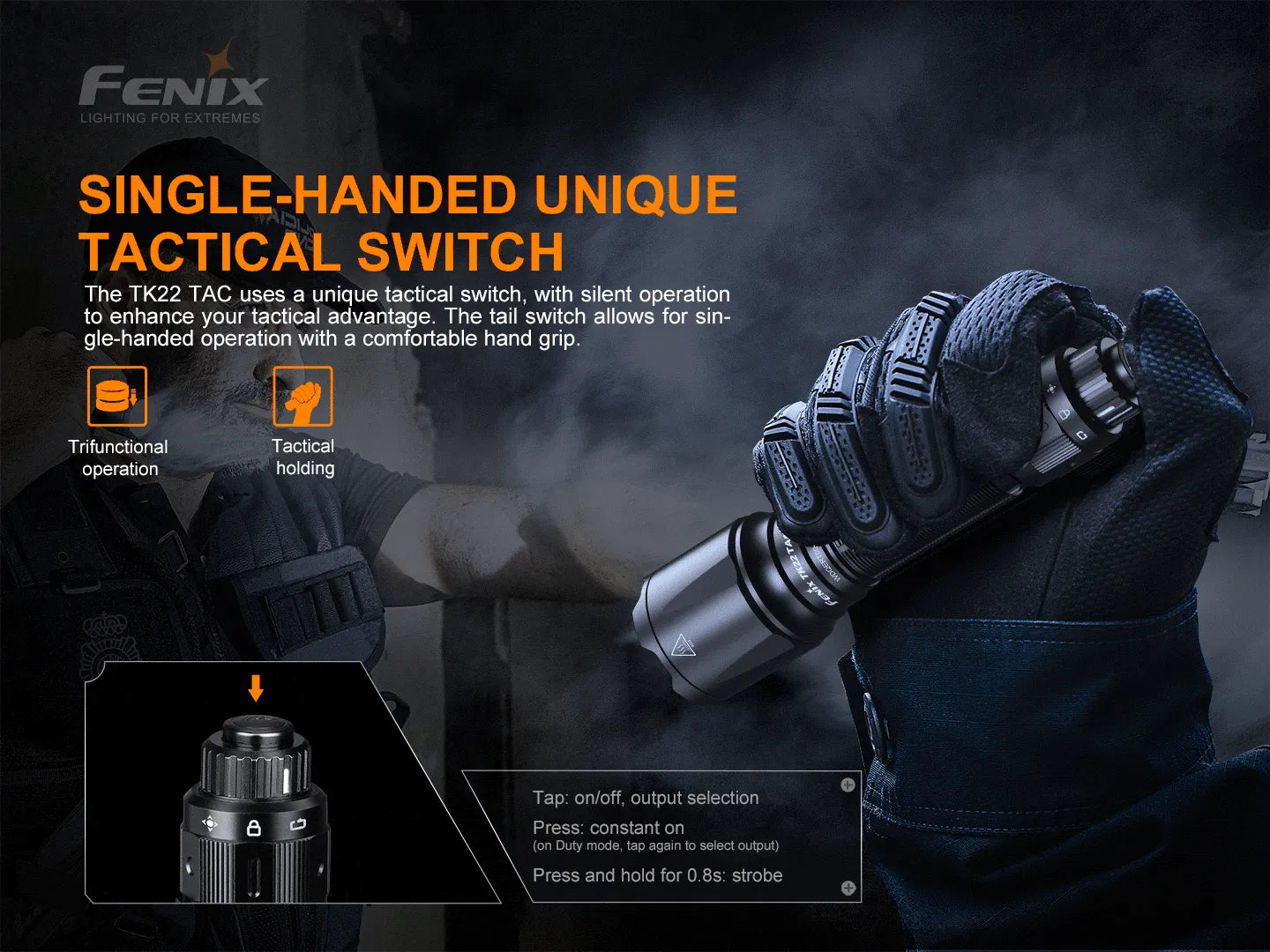 Fenix TK22 TAC Tactical Flashlight 1000 Lumens Rechargeable LED Flashlight with Strobe Mode - Perfect for Camping, Hiking, Hunting & Emergency Use