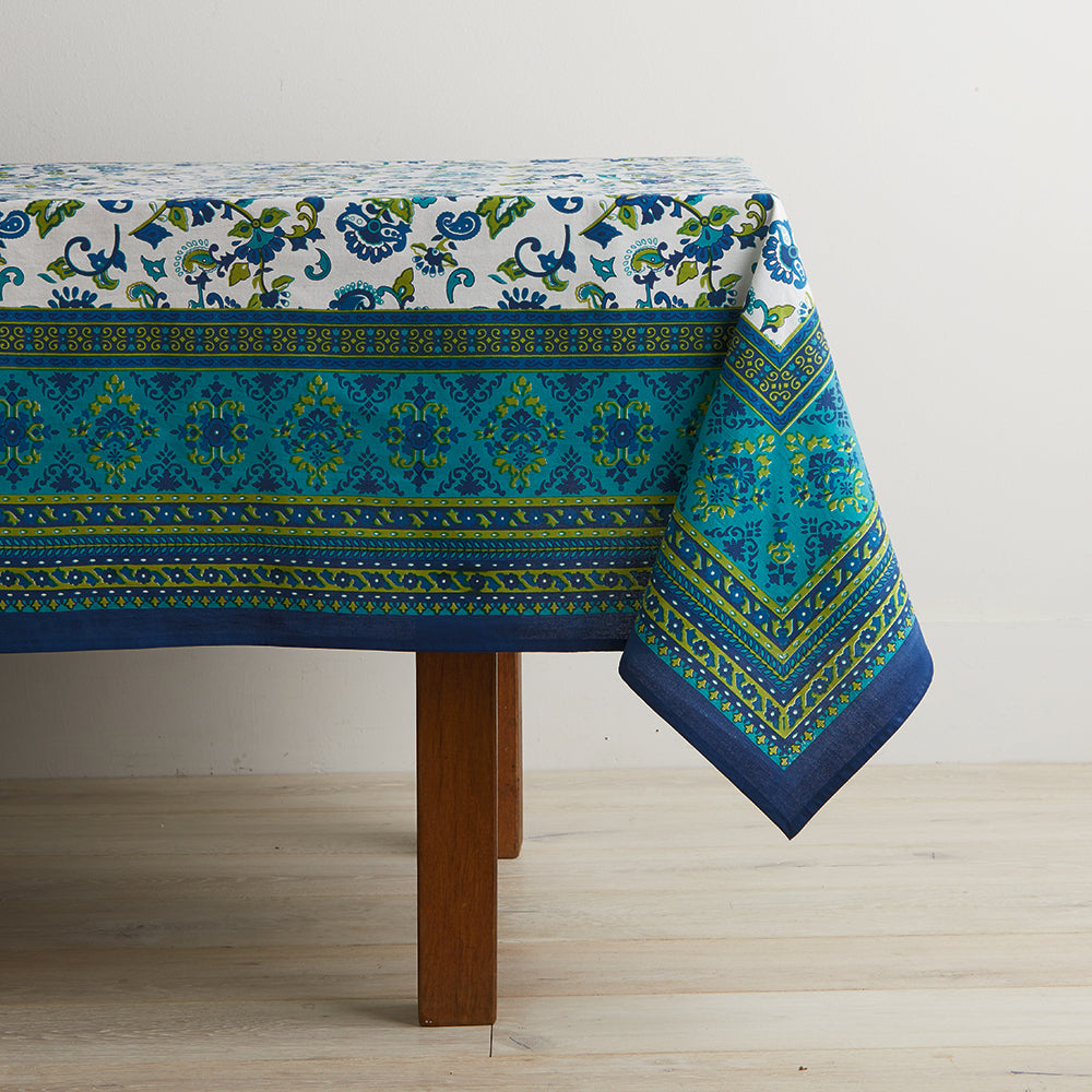 Monsoon Flower Tablecloth - Waterproof & Stain-Resistant Round Table Cover for Dining, Kitchen, and Outdoor Picnics - Perfect for Parties, Weddings, and Home Decor