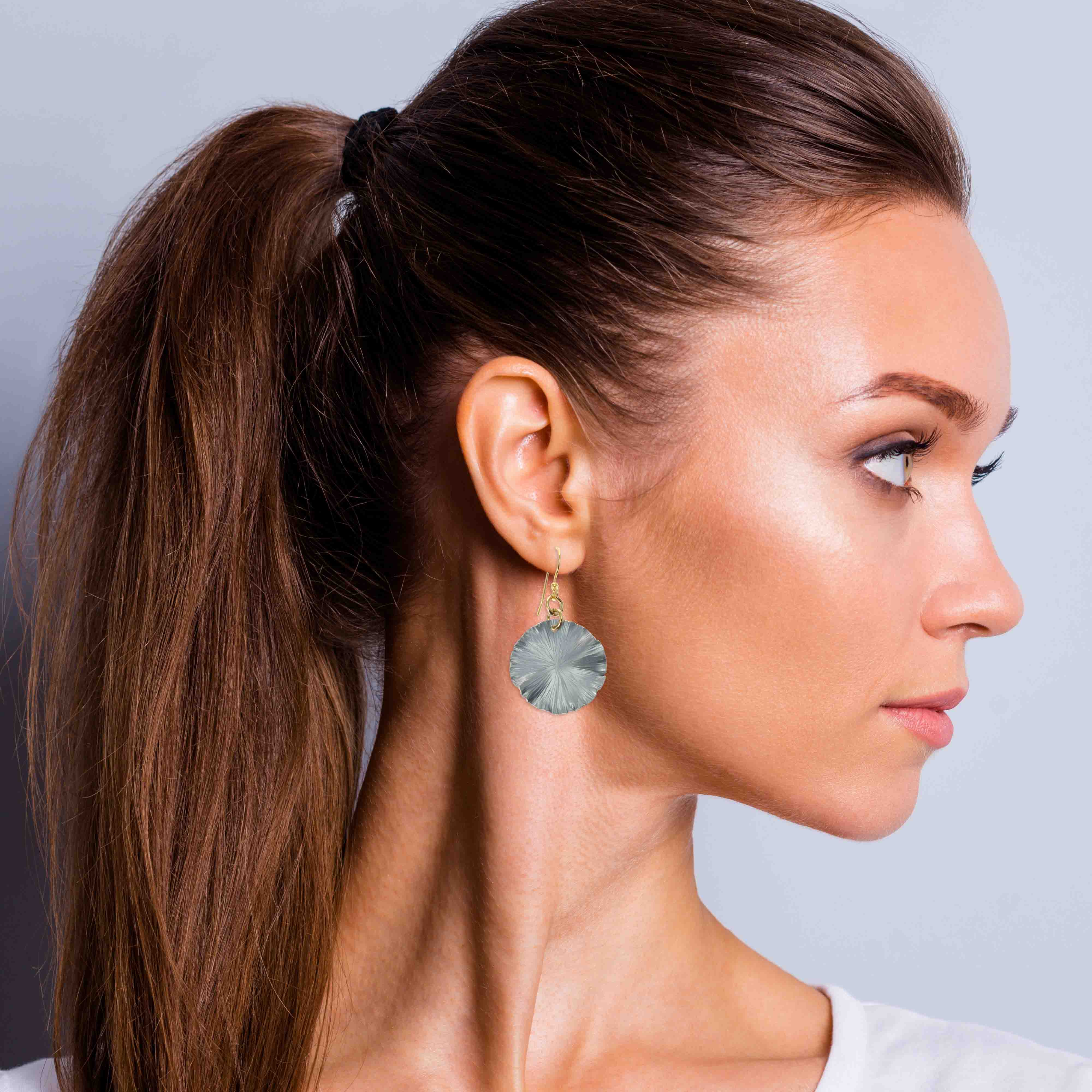 Small Lily Pad Anodized Aluminum Pewter Gray Leaf Earrings - Lightweight Dangle Earrings for Women, Nature-Inspired Jewelry for Everyday Wear & Special Occasions