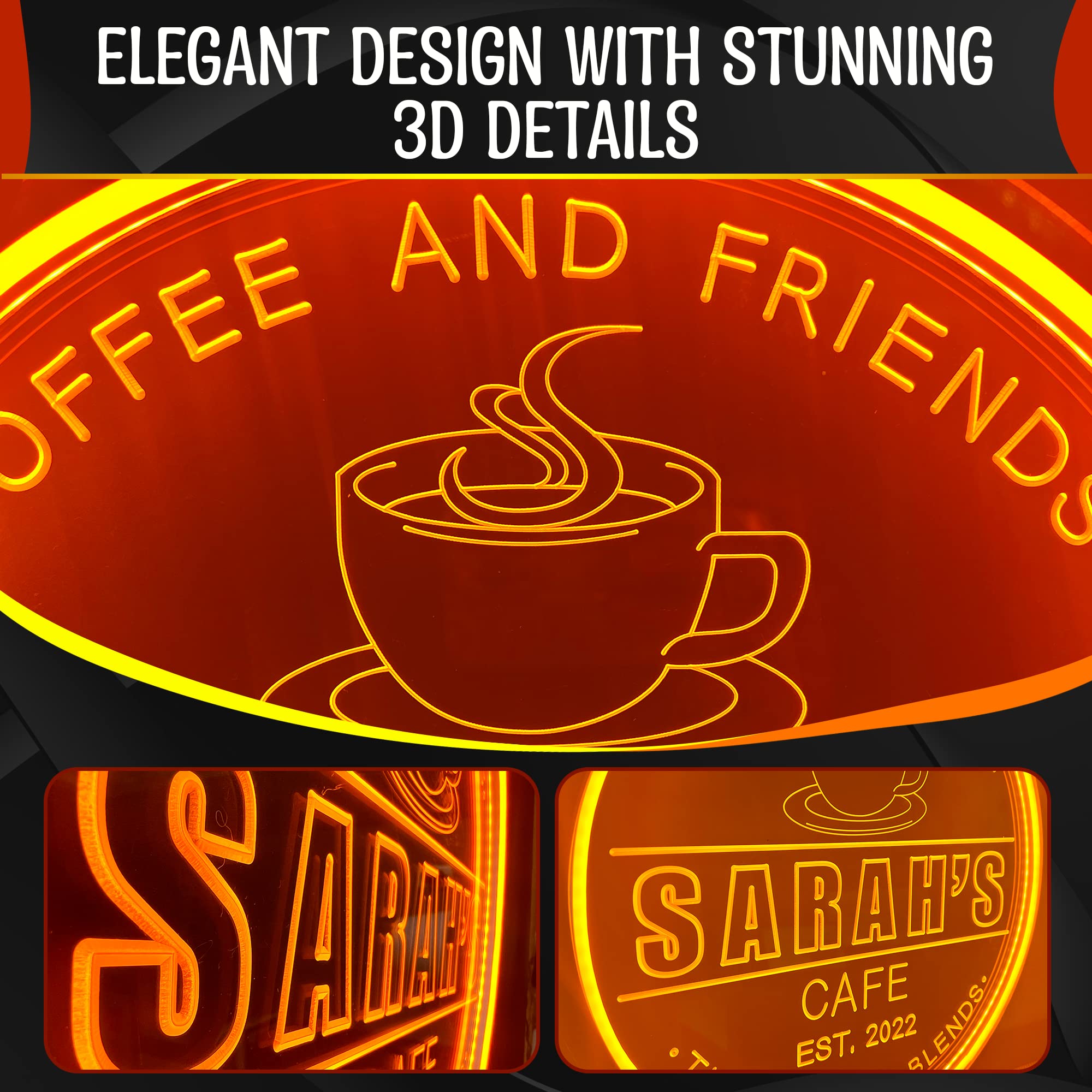 Custom LED Neon Bar Signs - Personalized Man Cave Gift for Basement & Wet Bar Wall Decor - Home & Party Neon Light Signs for Men, Husband, Dad (COFFEE Design) - Perfect for Game Rooms, Bars & Birthday Gifts