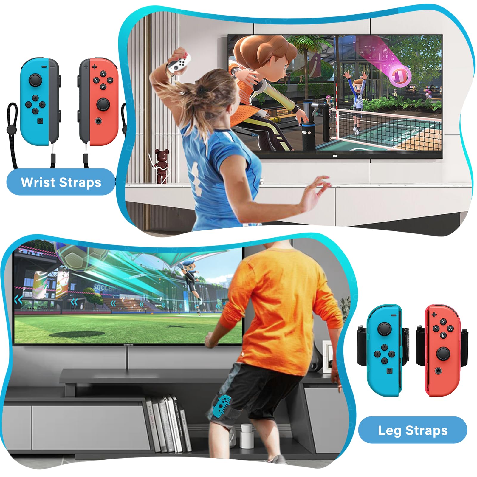 BRHE 16-in-1 Nintendo Switch Sports Accessories Bundle - Compatible with Switch & OLED - Includes Motion Controllers for Tennis, Bowling & More - Perfect for Family Game Nights & Multiplayer Sports Games