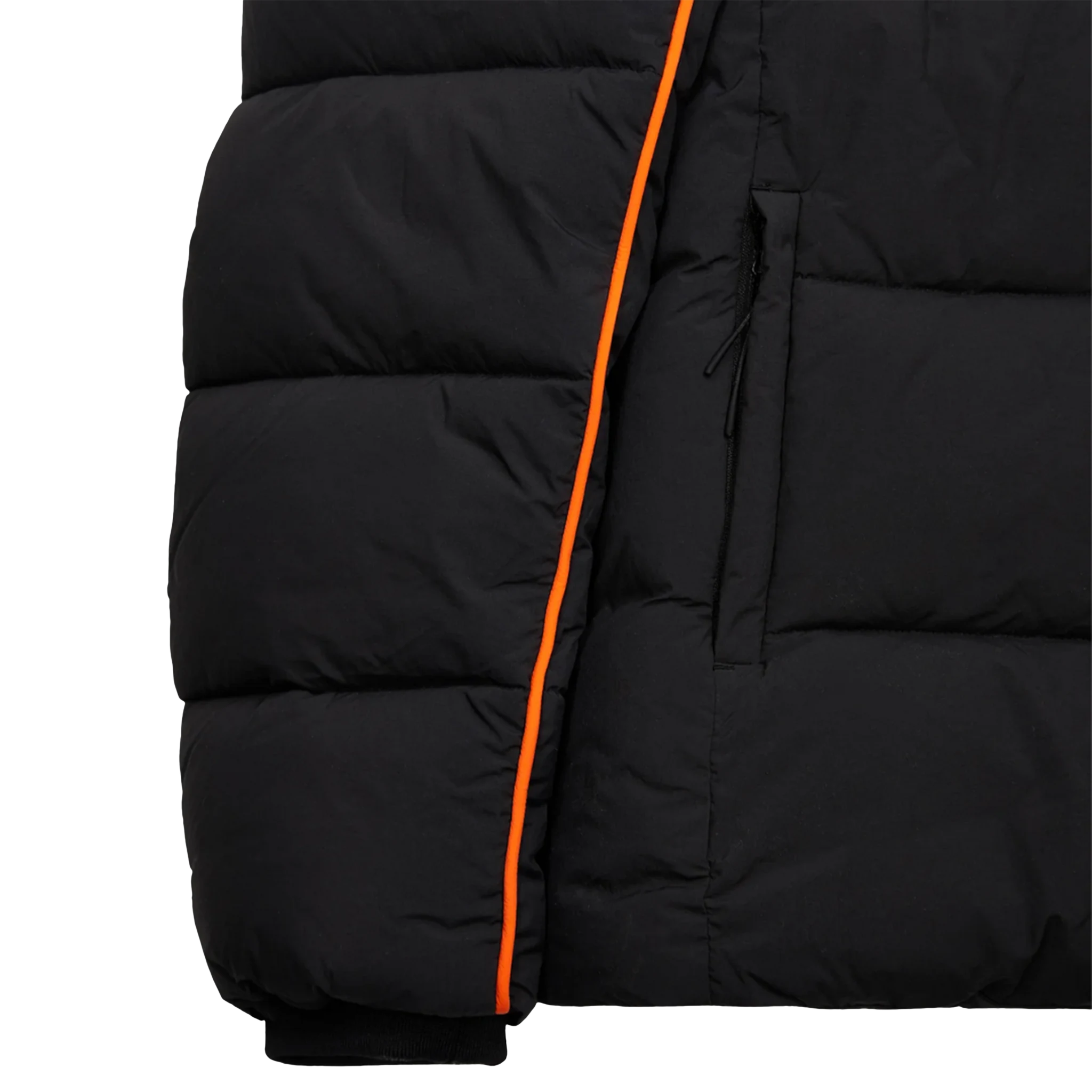 Trapstar Irongate Arch Piping Black Puffer Jacket - Men's Winter Coat with Hood, Warm Quilted Outerwear for Urban Streetwear & Cold Weather Fashion