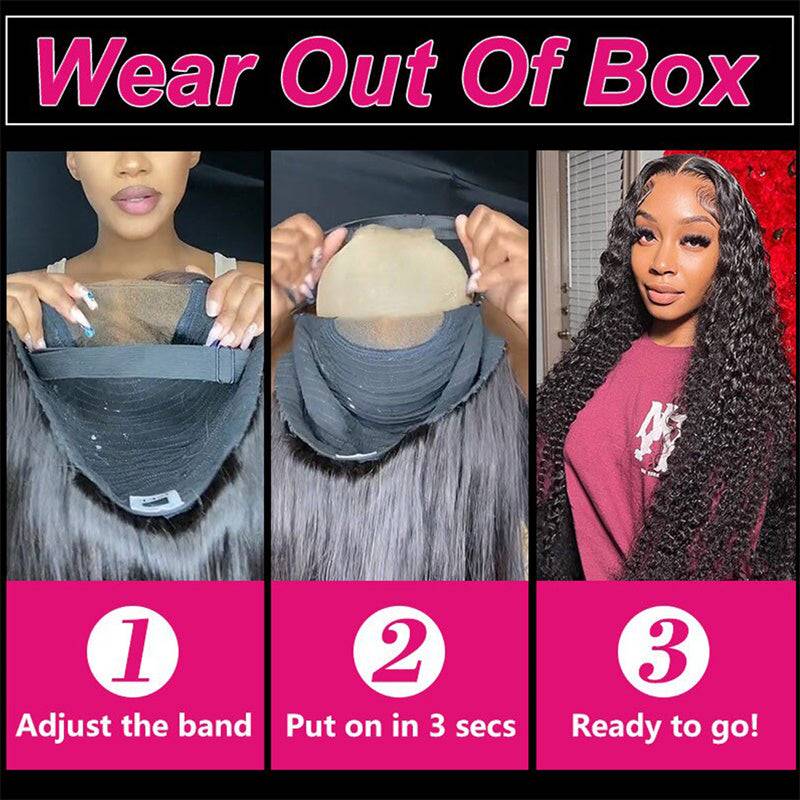 Eullair Kinky Curly Human Hair Wig - Glueless 6x4 & 5x5 Lace Front Wig with Pre-Cut Lace | Beginner Friendly | 30s Quick Install | Natural Black | Perfect for Daily Wear, Cosplay & Special Occasions