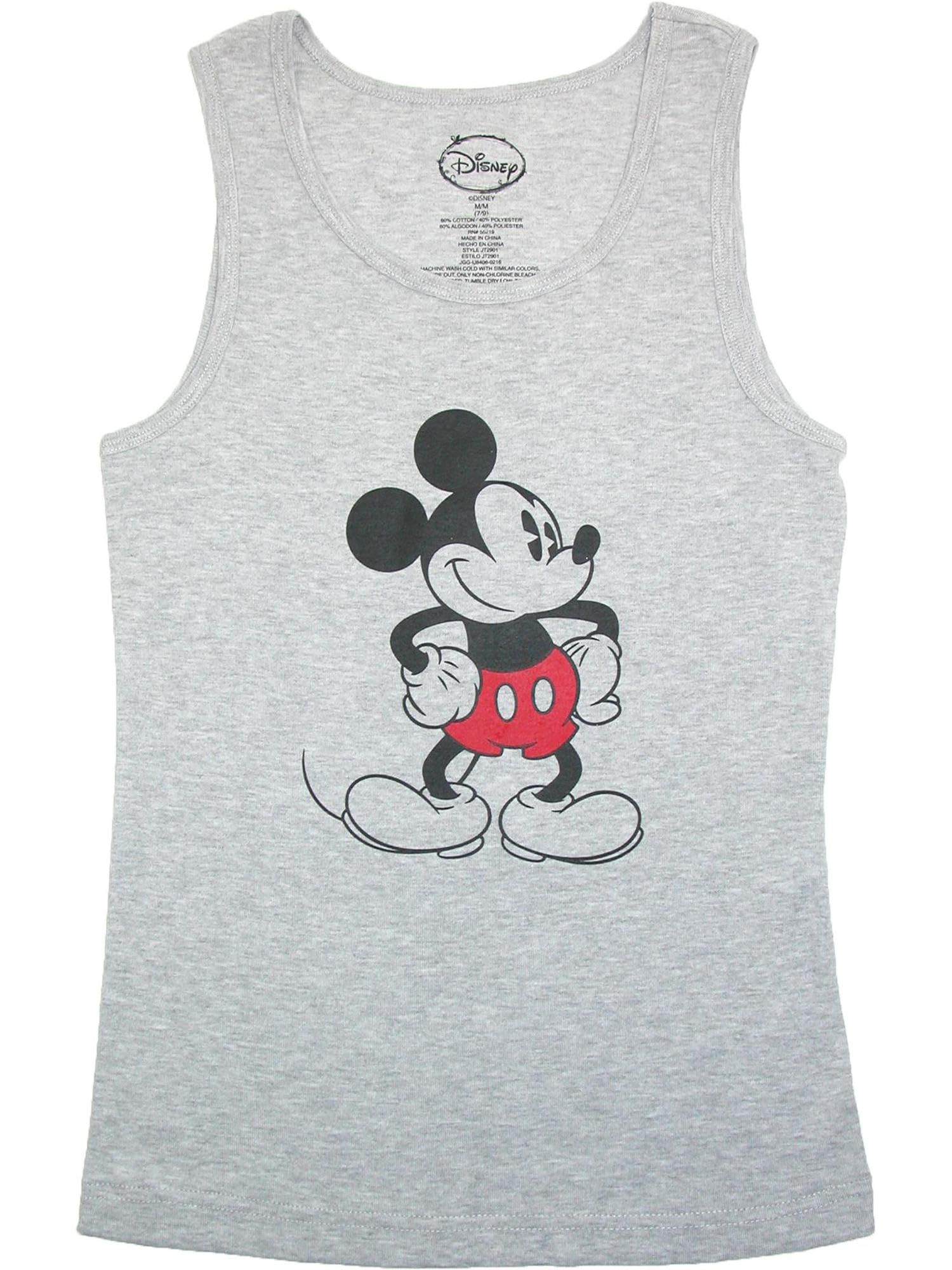 Disney Mickey Mouse Graphic Tank Top for Men & Women - Soft Cotton Grey Sleeveless Shirt, Large Size - Perfect for Summer, Beach, and Casual Outings