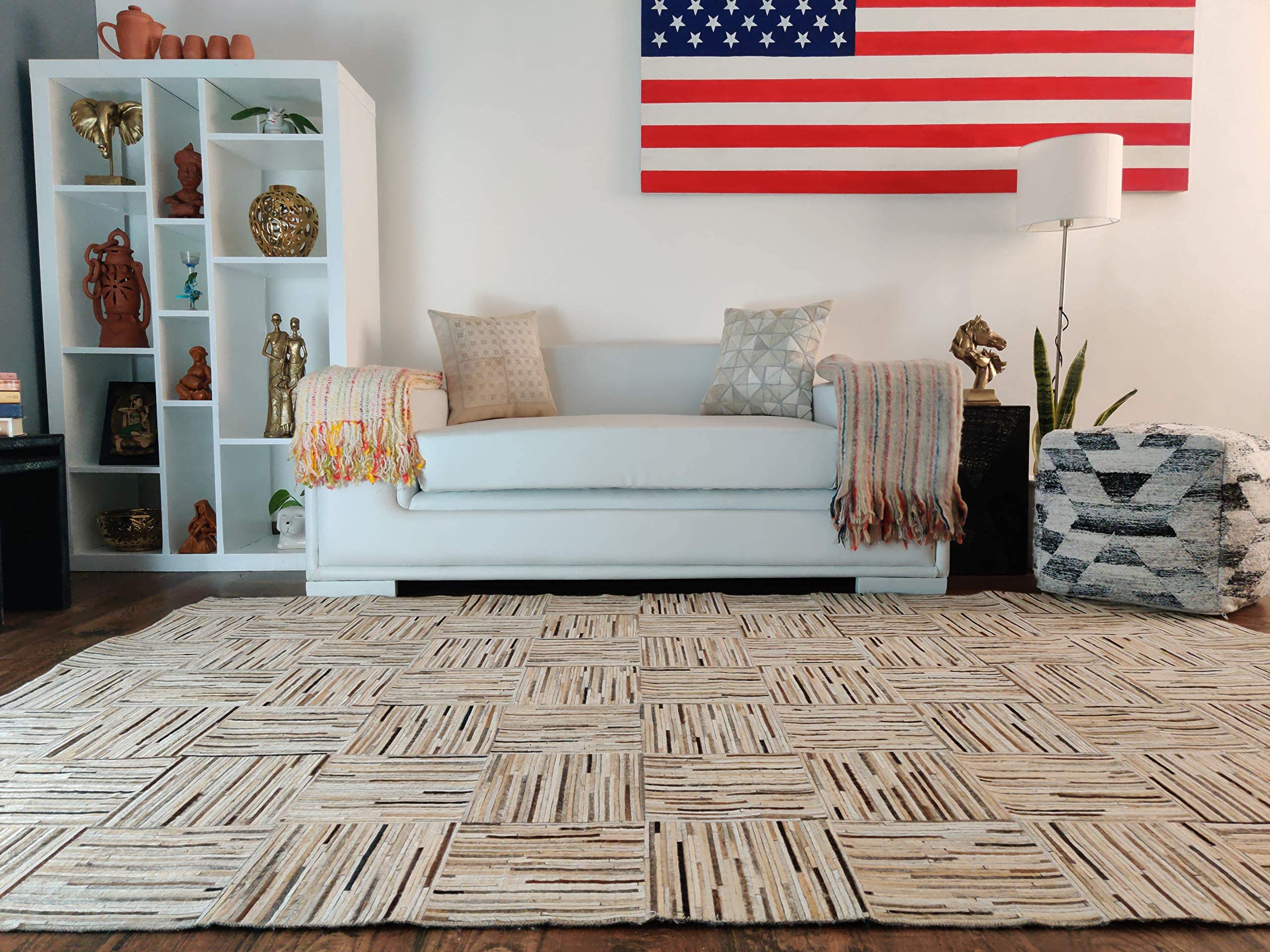 Loominaire Handmade Natural Fiber Rug - Easy Maintenance Lodge Leather Carpet for Living Room, Bedroom & Family Room - 2'3
