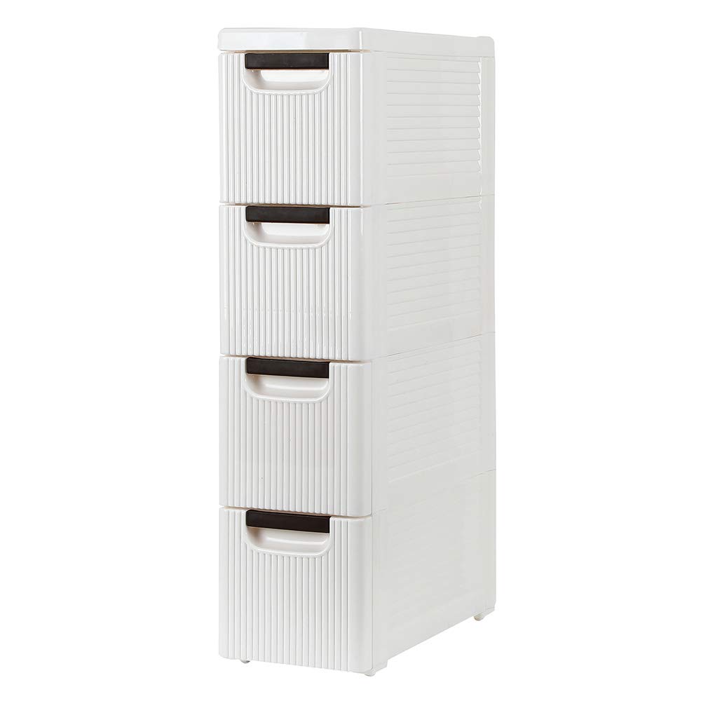 MengK 4-Tier Rolling Cart Organizer with Wheels - Narrow Slim Storage Cabinet for Bathroom, Bedroom, Kitchen | Perfect for Organizing Toiletries, Cosmetics, Cleaning Supplies & More