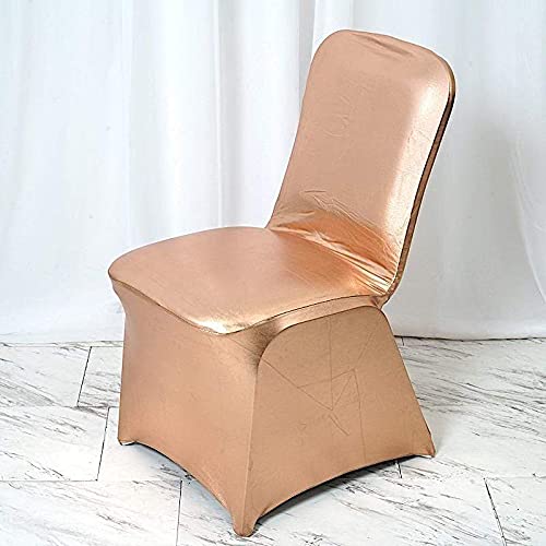 Elegant Balsa Circle Metallic Blush Spandex Stretchable Banquet Chair Covers - Perfect for Weddings, Parties, and Special Events - Washable & Wrinkle-Resistant