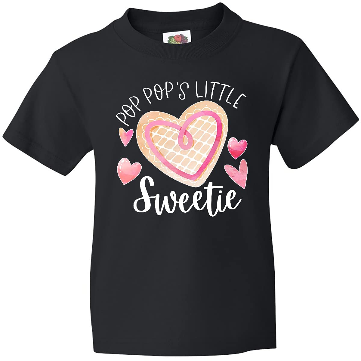 Inktastic Pop Pop's Little Sweetie Pink Heart Cookie Youth T-Shirt - Cute Grandfather-Themed Kids Apparel for Family Gatherings & Birthday Celebrations
