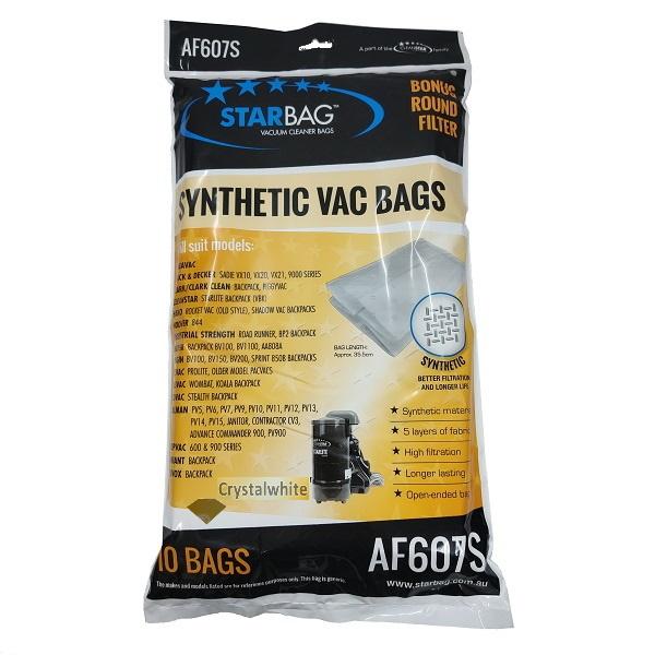 Starbag AF607S Synthetic Vacuum Cleaner Bags - 6 Pack, Compatible with Hoover, Eureka & More - Ideal for Home Cleaning, Pet Hair Removal & Allergen Reduction