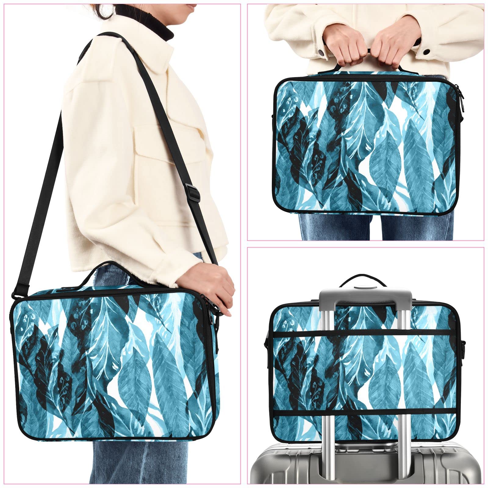 GAIREG Blue Easter Themed Large Makeup Case with Adjustable Dividers - Cosmetic & Toiletry Organizer Bag for Travel, Home Storage (Jungle Forest Design) - Perfect for Easter Gifts, Travel Essentials & Beauty Storage Organization